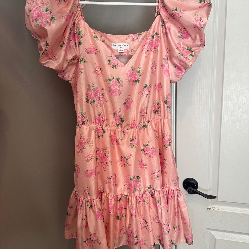 LoveShackFancy Target Cecile Puff Sleeve Dress Pink Melon - Picture 4 of 9